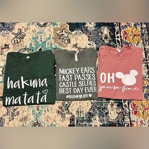 BUNDLE Disney vacation set of 3 women’s Bella Canvas size medium  Disney shirts
